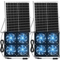 Solar Powered Fan 11.8" Greenhouse Exhaust Fan Solar 4 Fan Kit 25W Solar Panel Powered Exhaust Fan with Aluminum Bracket for Attic, Shed, Barn, Dog House, DIY Cooling Ventilation Project(2 Set)