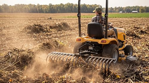 IMPACT IMPLEMENTS® Cat-0 Agricultural Field Landscape Rake with Spring Steel Tines for Quick Clearing of Field Debris, Leaves, Thatch and More.