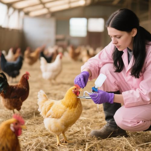 5ml Continuous Self-Refilling Livestock Syringe, 10 Needles Included | Adjustable dosage from 0.5ml to 5ml Stainless Steel Veterinary Injection Gun for Chicken, Duck, Pig, Sheep, Cow Poultry