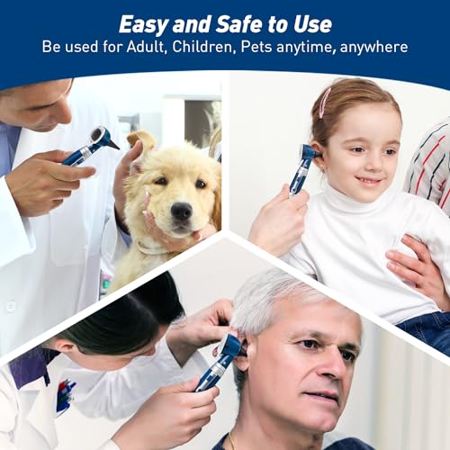 Scian Otoscope - Ear Scope with Light, Fiber Optic Otoscopes with Hard Plastic Case, Pocket Diagnostic Ear Infection Detector for Kids Adults Home Use (Blue) - color: Blue