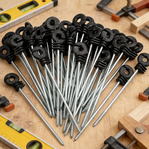 50 Pack Electric Fence Wire Insulator Stand Off Screw in Insulator Black Fence Post Insulator Wooden Post Wire Insulators for Tape Rope Electric Wire Animal Agricultural Garden