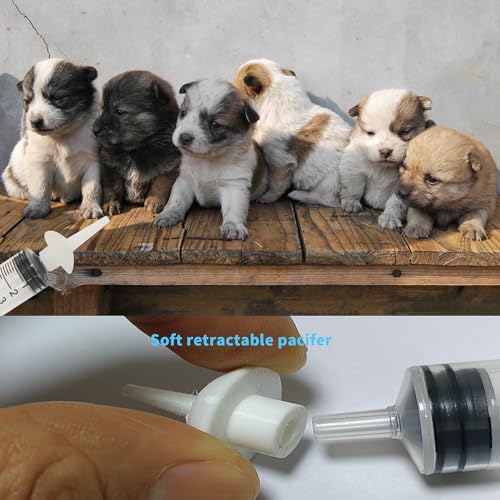 Kitten Nipples for Feeding Puppy Bottle with Nipple and Syringe | Kitten Nursing Syringe Set 10 pcs Newborn Pet Nursing Kit for Cat, Dog, Squirrel, Rabbit and Other Small Animals