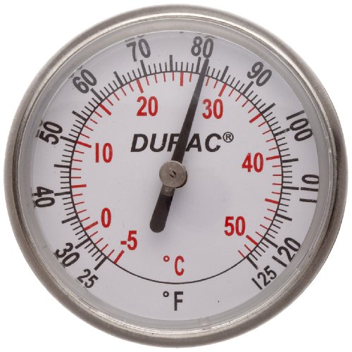 H-B DURAC B61310-3500 Bi-Metallic Thermometer; -5 to 50°C (25 to 125°F), 33mm Dial - size: 125mm (4.9in) Probe Length