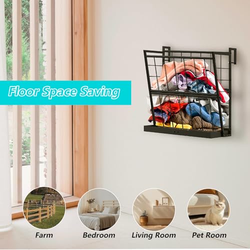 LIANTRAL Hay Feeder Goat, Black 2-in-1 Wall Mounted Goat Hay Rack | Livestock Feeder Goat Hay Feeder Heavy Duty Hay and Grain Feeder for Goats/Horses/Sheep
