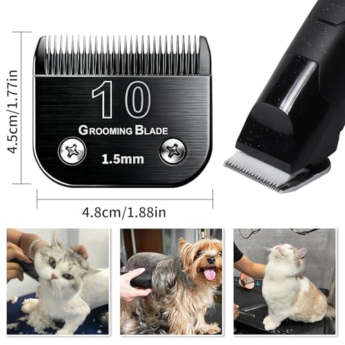 Size 10 Detachable Dog Grooming Blades, Compatible with Andis, Oster A5, Wahl KM10 Series Clippers, Cut Length 1.5mm, Black (10#1.5mm, 1 Pcs) - size: 10#1.5mm, 1 Pcs