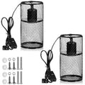 2 Pcs 4 Inch Reptile Heat Lamp Guard Anti Scald,Black, Black | Heating Lamp Holder, Mesh Cage, with 150w Ceramic Heat Emitter, Basking Anti Scald, Reptile Lizard Protection, Without Bulb - color: Black