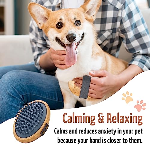 The Buddy System - Pet Close Brush, Oval Palm Brush with Rubber Bristles | Dog & cat grooming brush for shedding, massage, healthy coat, and pet hair care, with rubber bristles for a daily grooming - color: Rubber Bristle - Gray