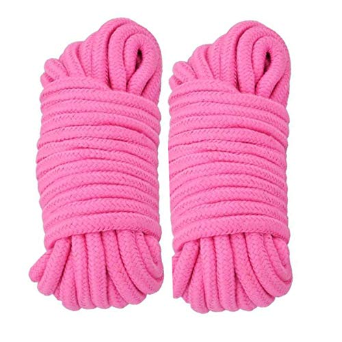 Soft Cotton Rope, Durable Natural Rope for DIY, 2-Pack, 64ft Pink | Multi Purpose Natural Cotton for Hanging Clothes, Binding Luggage and Home Decoration, Offering Versatile Performance.