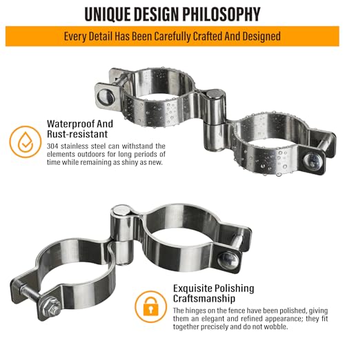 2 Pack 2-3/8" x 2-3/8" Chain Link Fence Gate Hinge, 304 Stainless Steel Heavy Duty Male Female Post Hinges with Bolts and Nuts - color: 2-3/8", size: 2-3/8"