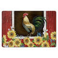 Sunflower Rooster Antifatigue Kitchen Bath Door Mat Cushioned Runner Rug,Washable Welcome Floor Sink Mat,Farm Animal Cock Red Barn Bee Waterproof & Non-Slip Comfort Standing Doormat16 x24
