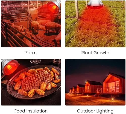 2 Pack 275W Infrared Heat Bulbs Red Heat Lamp Glass for Food Service Brooder Bulb Chicks Pet Bathroom Heat Bulb 110V E26 Base Sauna Light Therapy Use Flood Light Heat Lamp Bulbs