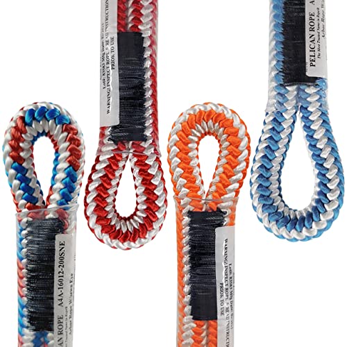 16-Strand 1/2 in (12.7 mm) Arborist-16™ Arborist Rope - 7000 lb MBS - Static Climbing Rope - Rescue Operations - High Visibility - 150 ft - Sewn Eye - Red White - Made in The USA - size: 150 ft - Sewn Eye, style: Red White