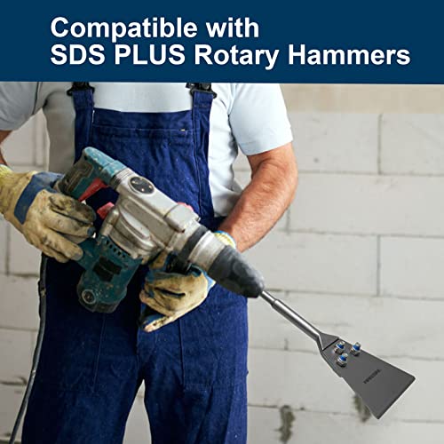 SDS Plus Floor Scraper Kit, Firecore 5 Inch x 11 Inch Tile Removal Tool SDS Plus Chisel Bit Heavy Duty for Rotary Hammer Drill, Thinset Vinyl Scraper Adhesives Remover with Replacement Balde FS22510 - style: 5" Floor Scraper Kit