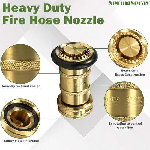 1" NH/NST Brass Fire Hose Nozzle | Heavy Duty Adjustable Spray Jet Fog Nozzle, Constant Flow Industrial Firefighter Nozzle, 36 GPM, 100 PSI - size: 1"NH/NST