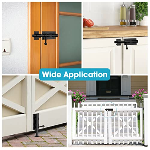 Slide Bolt Gate Latch Hardware, Barrel Bolt Latch, 6.3 Inch Heavy Duty Solid 304 Stainless Steel Black Finish Lock for Wooden Fence/Shed/Yard/Barn Door/Interior and Outdoor (Black) | Heavy Duty Solid 304 Stainless Steel Door Lock for Wooden Fence/Shed/Yar
