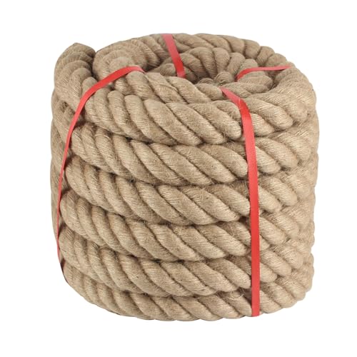 Twisted Manila Rope 2 in x 25 ft Natural Ropes Thick Hemp Rope for Railing Docks Tug of War Decorating Crafts Nautical Landscaping Swing Hammock - size: 2inch x 25feet