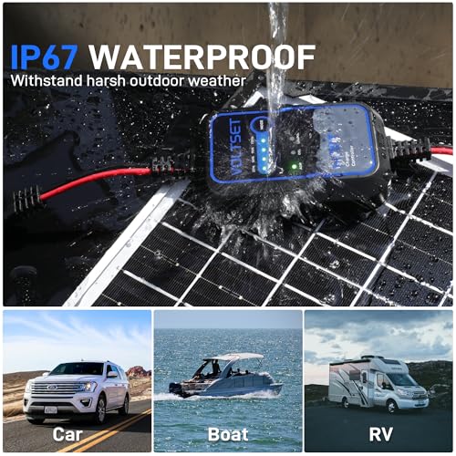 Voltset 50W Solar Panel Kit 12V Solar Battery Trickle Charger & Maintainer | MPPT Charge Controller | Waterproof Solar Panel Battery Charger | for Car RV Boat Marine Trailer | Adjustable Mount Bracket - size: mppt 50w