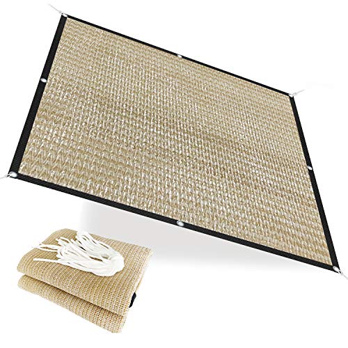 Alion Home HDPE 50% Sun Block Shade Cloth Garden Netting Fabric (6'x6'6'', Beige) - color: Beige, size: 6'x6'6''