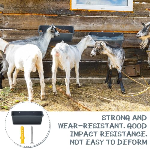 16 Pack Chicken Feeder,5 Quart Hanging Goat Waterer,Dark Gray | Two Mounting Options, Metal Clips and Screws,Solid base without holes,Livestock Feed Buckets for Sheep Duck Coop, Farm, Geese - color: Dark Gray
