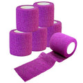 2 Inches Self Adhesive Bandage Wrap Bulk, 6 Pack, Purple | Breathable Self Adhesive Vet Tape for Pets, Stretchy Sports Cohesive Bandage Wrap for Athletic, Wrist and Ankle - color: Purple