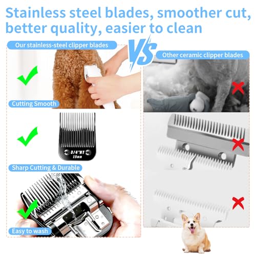 2 Pcs Size 3/4HT Detachable Dog Grooming Blades, Compatible with Andis, Oster A5, Wahl KM10 Series Clippers, Cut Length 19mm, Black (3/4HT 19mm, 2Pcs) - size: 3/4HT 19mm, 2Pcs