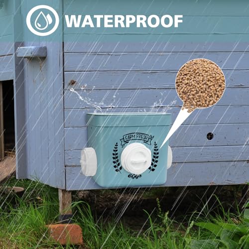 ‎Tgeyd Chicken Feeder, 10 LB Chicken Coop Accessories, Chicken Feeders No Waste for Chicks and Hens, Waterproof Automatic Chicken Feeder, Hanging Chicken Feeder with 3 Ports (Patent Product)