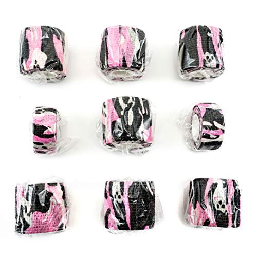 FRESINIDER 9 Rolls Self Adhesive Wrap Athletic Tape Gauze, Breathable Elastic Cohesive Bandage for Sports Injury & Pet (7 Pcs 2" x 5 Yards + 2 Pcs 1" X 5 Yards) (Camouflage Pink) - color: Camouflage Pink