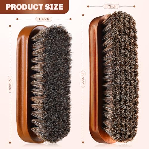 2 Pcs Horsehair Shine Shoes Brush Kit Polish Dauber Applicators Cleaning Leather Shoes Boots Care Brushes Suede Cleaner Brush(Brown Concaved Brush) - style: Brown Concaved Brush