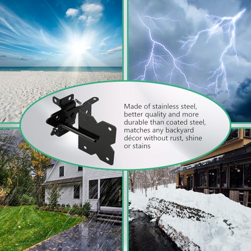 5-1/2" Mini Self-Locking Gate Latch for Wooden Fence,(Door Gap ≥ 0.7in),Stainless Steel, Post Mount Automatic Gate Lock Gravity Door Latch Hardware for Outdoor Garden, Metal Gates Vinyl Fence