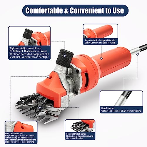 1200W Sheep Shears, Electric Sheep Clipper, 2800RPM Professional Animal Shearing Machine with Carrying Case, Heavy Duty Livestock Haircut for Sheep Alpacas Goats and Thick Coat Animals Haircut