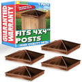GreenLighting 4x4 Aluminum Pyramid Post Cap Cover (Brown 4 Pack) Fits 4x4 Nominal Wood (True 3.5 x 3.5) Powder Coated Matte Outdoor Post Caps Cover, Fence Wood Post, Decking, Waterproof - color: Brown 4x4, size: 4 Pack