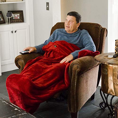 50"x70" Black Cherry Foot Pocket Blanket Plush Fleece Non-Electric - color: Black Cherry