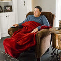 50"x70" Black Cherry Foot Pocket Blanket Plush Fleece Non-Electric - color: Black Cherry