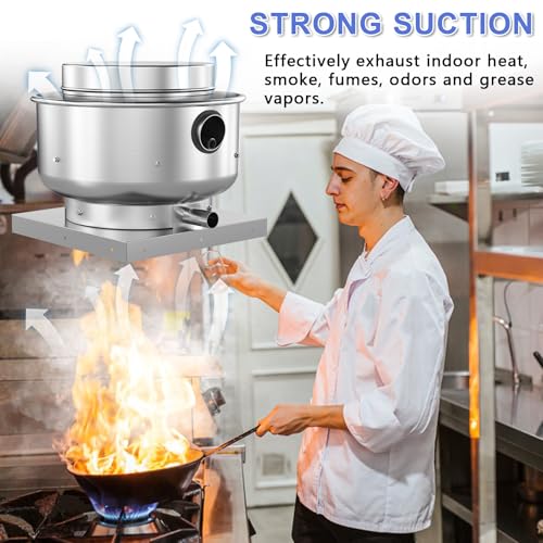 Roof Ventilator Restaurant Hood Grease Rated Exhaust Fan Food Truck Direct Drive Centrifugal Upblast Exhaust Fan 1/6HP 800 CFM 110 Volt Single Phase Motor - size: RDU03