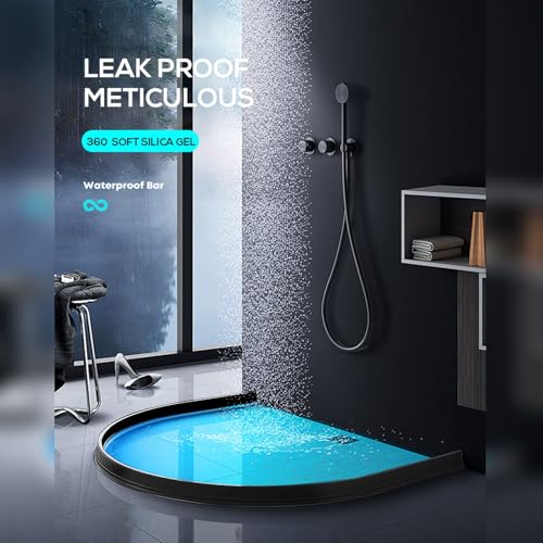 3ft/5ft/6ft/8ft10ft Collapsible Shower Threshold Water Dam Water Barrier for Shower and Water Stopper Keeps Water Inside Water Threshold for Wet and Dry Separation (5ft, Black) - color: Black, style: 5ft