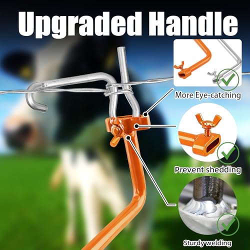 Fence Wire Tightener, 20PCS 1/4" 6mm Fence Tightener Clips and 1PCS Handle | 1/4" Barb Wire Tightener, Fence Wire Twisting Tool, Fence Wire Tensioner for Farm & Garden, Barb Wire Tensioning Fixer - color: 6mm20PCS+Tightener Handle