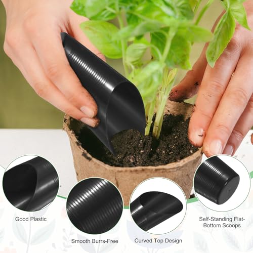 M METERXITY 3-Pack Bonsai Soil Scoops, Plastic Garden Soil Scoops Bucket Shovel Potting Scoopers for Transplanting/Flower Planting/Plant Succulent, Colorful Small Gardening Tools [Black] - color: Black