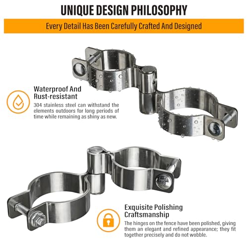 2 Pack 2-3/8" x 1-7/8" Chain Link Fence Gate Hinge, 304 Stainless Steel Heavy Duty Male Female Post Hinges with Bolts and Nuts - color: 2-3/8", size: 1-7/8"