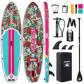 10’6’’ Inflatable Stand Up Paddle Board (SUP) for Adults and Youth with Non-Slip Deck – Complete Accessories Kit, for Fishing, Yoga, Fitness & Family Fun - color: Pink Bones