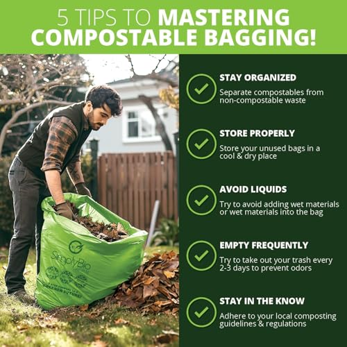 50-55 Gallon Compostable Trash Bags Food Waste Bags Liners with Flat-Top, Thick 2 Mil, 208.2 Liter, 12 Bags, Tall Kitchen Food Scrap Waste Bag, ASTM D6400, US BPI and OK Compost Home Certified - color: 55 Gallon 2 Mil Thickened, 12 Count