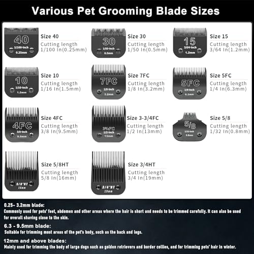 3 Pack 3-3/4FC Detachable Dog Grooming Steel Blades,Compatible with Andis,Oster A5,Wahl KM-10 Series,Cut Length 1/2" 13MM （Black） - size: 3-3/4FC-13mm 3 Pack