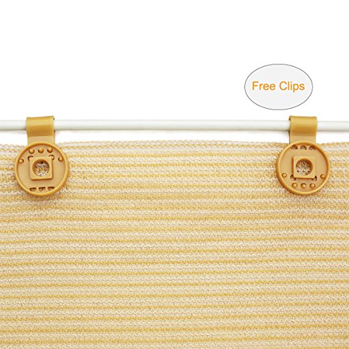 Shatex 90% Sun Shade Fabric, 12x16ft Sun-Block Net Mesh Shade with Clips for Pergola Cover Porch Vertical Screen, Beige - size: 12x16ft with Clips - Beige