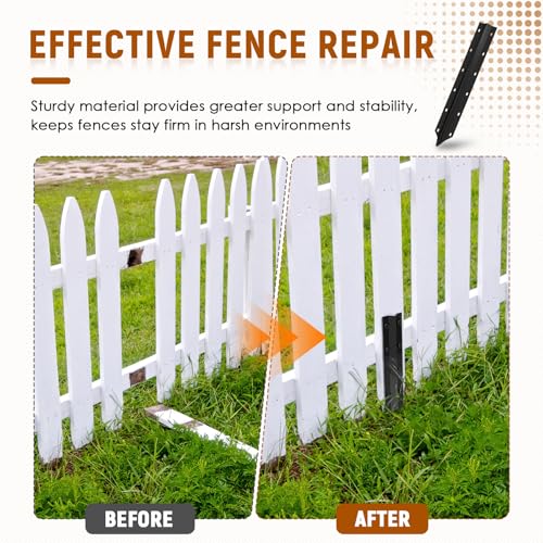 SDSNTE Steel Fence Post Repair Stakes for Fence Post Support, 10 Pcs | 14 Ga Heavy-Duty, Easy Installation Kit Included