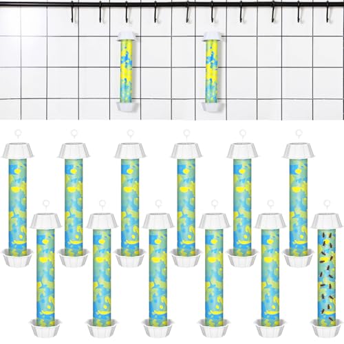 Qualirey 12 Pcs Sticky Fly Trap Fly Stick with Hanging Hook Adhesive Flying for Indoor Outdoor Trap Houseflies and Flying Insects Mosquito Bee Moth (Blue Camouflage) - style: Blue Camouflage