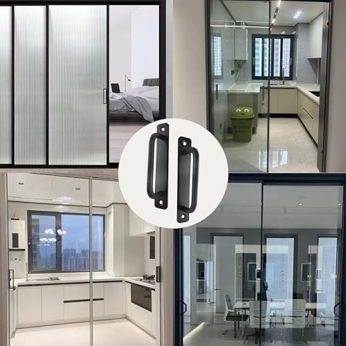5 inch Sliding Barn Door Handle, Black Aluminium Alloy Gate Handle, Modern Cabinet Pull Closet Door Handle for Sliding Barn Door Gate Cabinet Closet Drawer Kitchen Bathroom, 2Pcs - size: 5 Inch