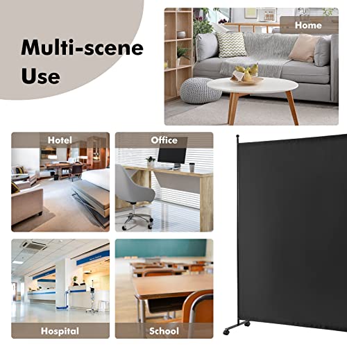 Giantex 73" x 73" Single Panel Room Divider with Wheels, Black | Mobile Privacy Screen with Lockable Casters, Rolling Fabric Partition Wall for Home, Office, Studio - color: Black, size: 73''W x 73''H (1 Panel)