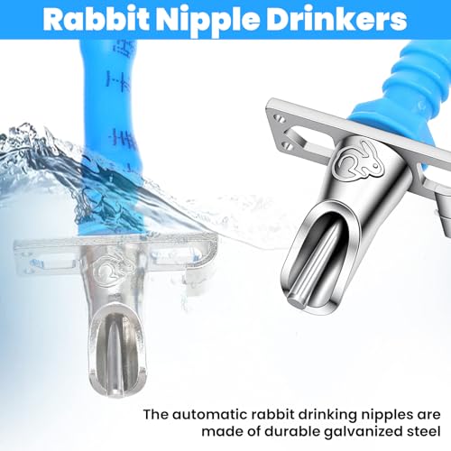 24 Pack Automatic Rabbit Waterer System Kit with 24 Drinking Nipples, 20ft Hose, Valves & Filters for Small Animal Cages - Galvanized Steel & Plastic Construction