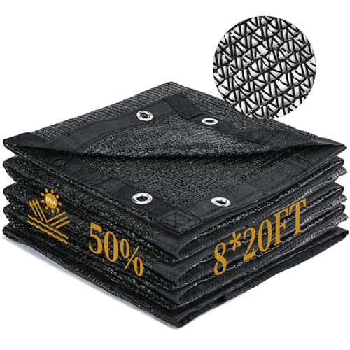 Garden 50% Shade Cloth, 8 x 20 FT Sun Shade Mesh Tarp with Reinforced Grommets, Durable HDPE Material Outdoor Shade Cloth for Plants, Greenhouse, Pergola and Backyard Patio Sunshade - size: 8 x 20 FT 50%