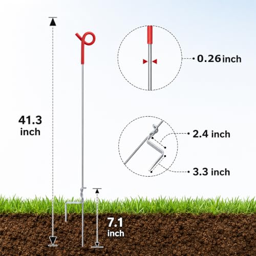 41 Inches Pig Tail Electric Fence Post, 30 Pack Stainless Steel Step in Fence Post, Electric Fencing Post for Garden and Livestock, Red - color: Red