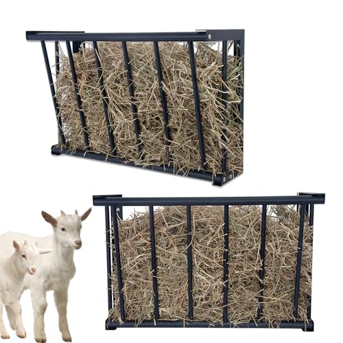 2Pcs Wall Mount Hay Rack 16 Gallon | 27'' Long Livestock Hay Feeder Carbon Steel Hay Feeder for Sheep, Goats, Horses, Indoor Outdoor Uses - size: 16INCH(2PCS)